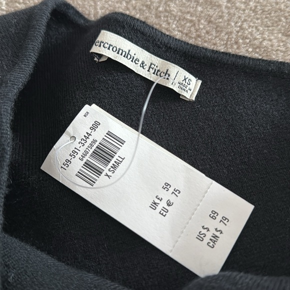 NWT Abercrombie One Shoulder Long Sleeve Dress XS Black - Picture 3 of 4